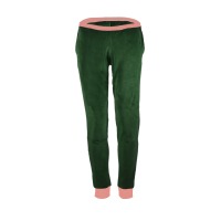 Organic velour pants Hygge smaragd green / pink