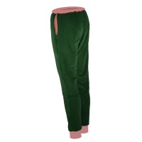 Organic velour pants Hygge smaragd green / pink 2