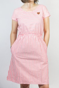 Organic dress Somrig, summer stripes red / white 2