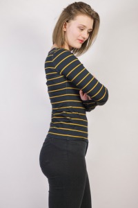 Organic long sleeve Ubu, stripes navy / ochre