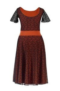 Organic dress Perle rust orange + black 2