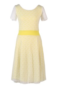 Organic dress Perle lemon yellow + white