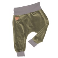 Organic velour pants Hygge mini with growth adaption, olive green 2