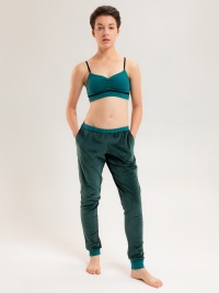 Organic velour pants Hygge smaragd green / pine green