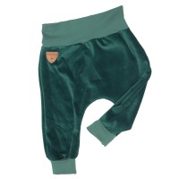 Organic velour pants Hygge mini with growth adaption, smaragd 2