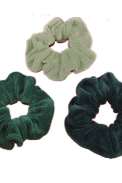 Scrunchies - hair ties - set of 3 - blue &amp; green colours
