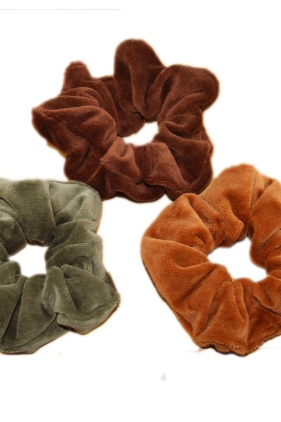 Scrunchies - hair ties - set of 3 - brown colours