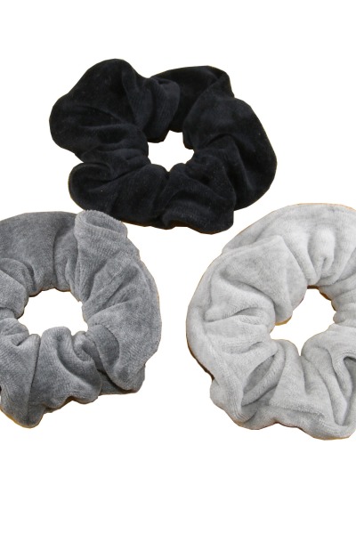 Scrunchies - hair ties - set of 3 - grey & black colours
