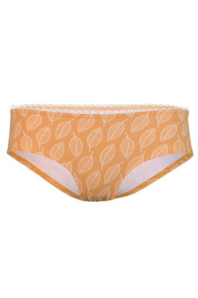 Bio hipster panties Muster Blaetter curry yellow -