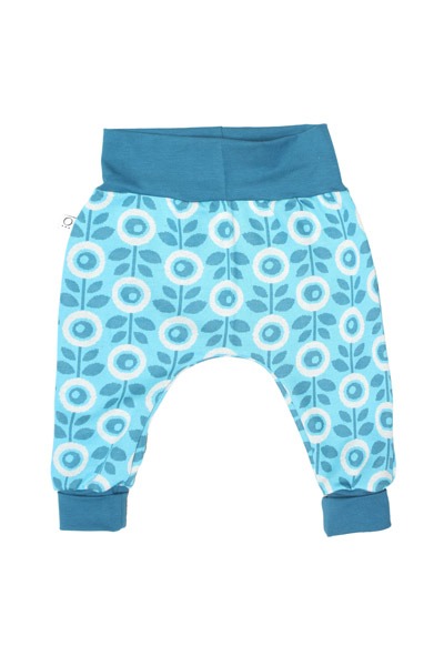 Jaquard baggy trousers Jacki with growth adaption Daisy teal -