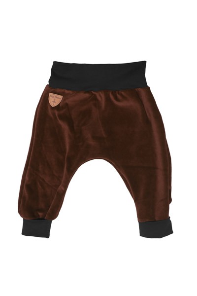 Organic velour pants Hygge mini with growth adaption brown -
