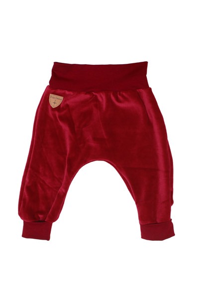 Organic velour pants Hygge mini with growth adaption, dahlie red -
