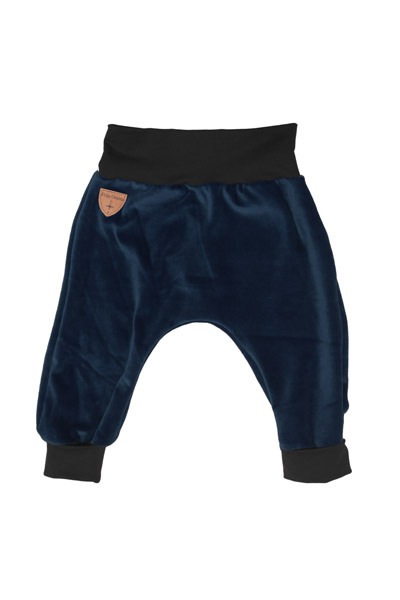 Organic velour pants Hygge mini with growth adaption dark blue -