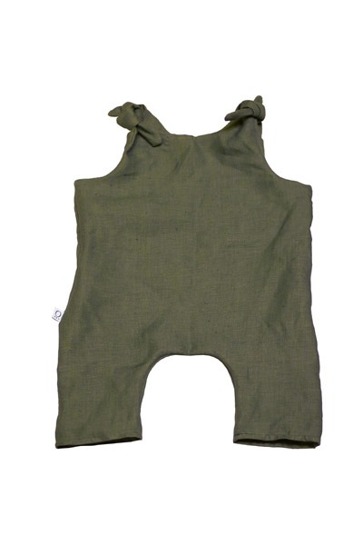 Baby romper from hemp forest green