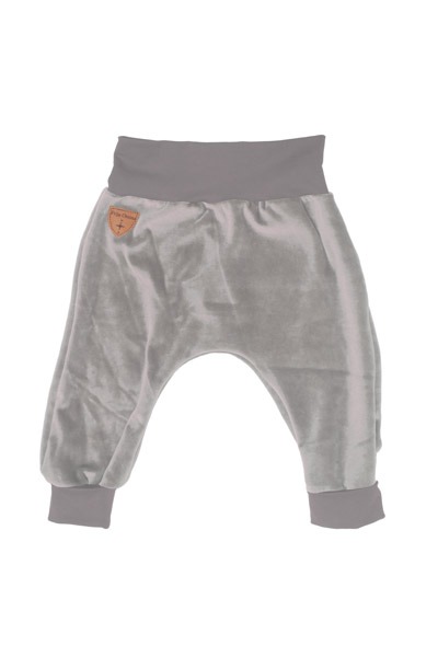 Organic velour pants Hygge mini with growth adaption, light grey -