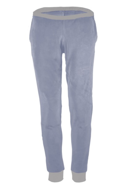 Organic velour pants Hygge light blue / grey - New cut, more comfortable