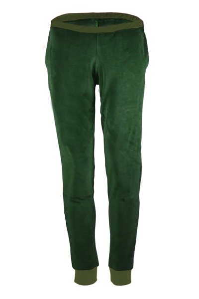 Organic velour pants Hygge smaragd green / pine green - Größe S