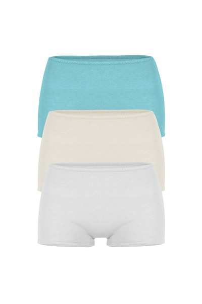 set of 3 organic panties Erna Air: Light blue ecru white -