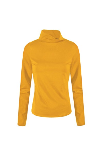 Organic Polo neck shirt Rolli saffron yellow