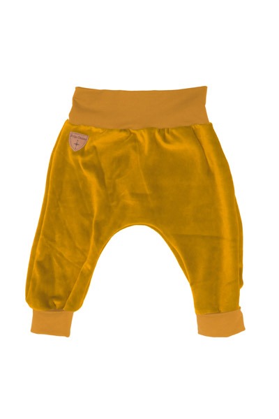 Organic velour pants Hygge mini with growth adaption mustard yellow -