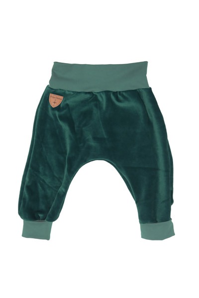 Organic velour pants Hygge mini with growth adaption smaragd -