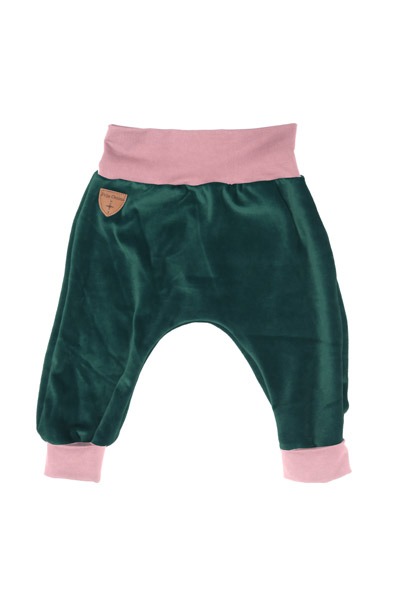 Organic velour pants Hygge mini with growth adaption smaragd pink -
