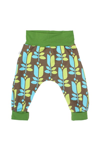 Jaquard baggy trousers Jacki with growth adaption, Tulip green -