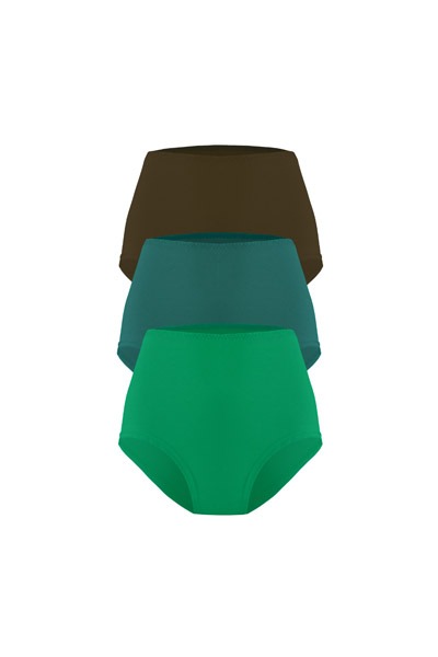 set of 3 organic panties Erna Forest: Smaragd green matcha -