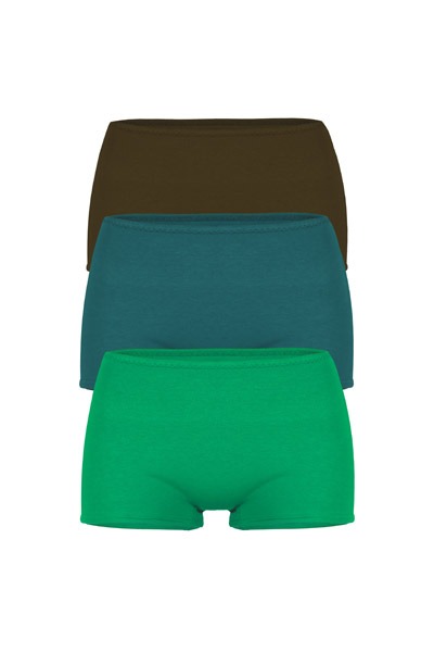 set of 3 organic panties Erna Forest: Smaragd, green, matcha -
