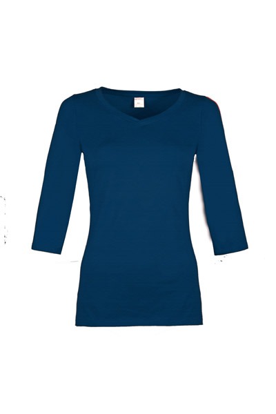 Organic quarter sleeve shirt Winda dark blue