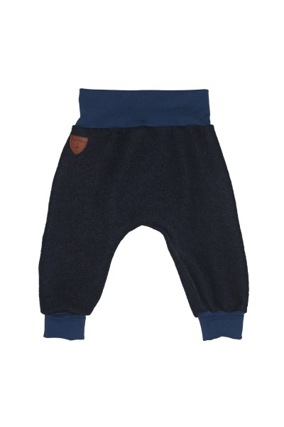 Boiled wool baggy trousers with groth adaption, dark blue -