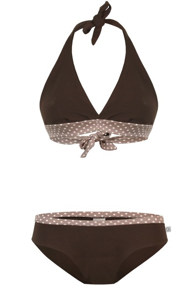 Organic cotton Bikini Fjorde brown / dots - Top S Panties S