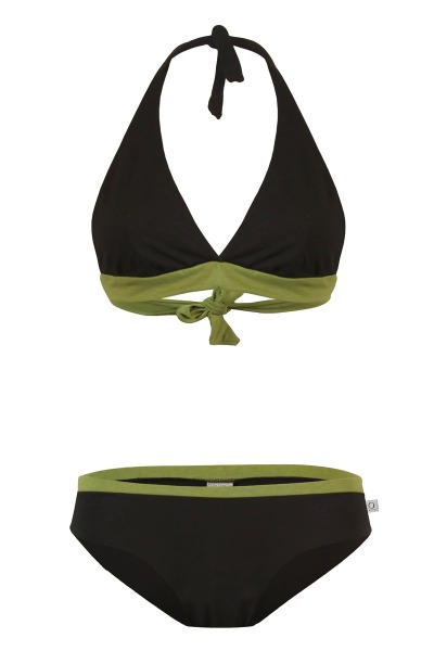 Organic cotton Bikini Fjorde black / tinged in verde green -