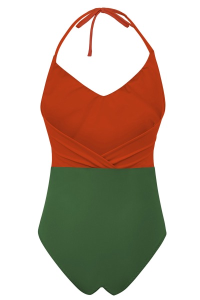 Recycling swimsuit Swea rust olive green -