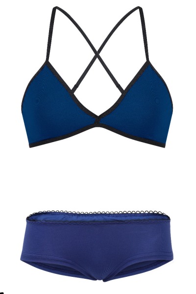 Set: Bio bra + hipster panties, dark blue