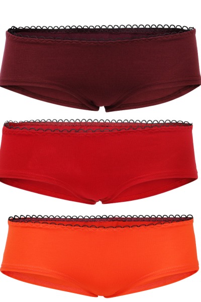 Hipster panties set of elements: Fire - aubergine red orange -