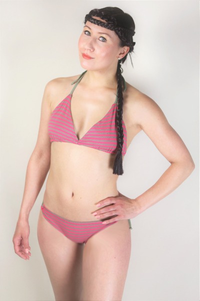 Bio Bikini Tropea rosa-khaki - Einzelteile in diversen Größen