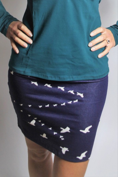 Organic skirt Snoba blue / birds