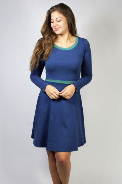 Organic jersey-dress Skowa smoky-blue / celadon