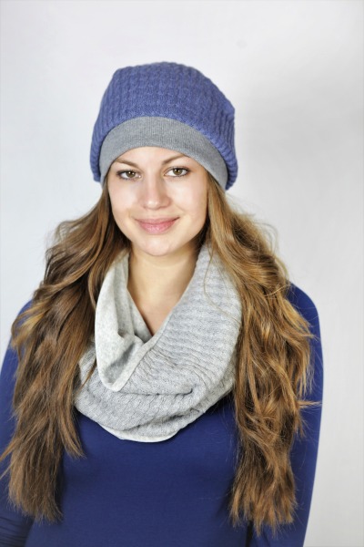 Organic cap Lumi knitted cotton blue -