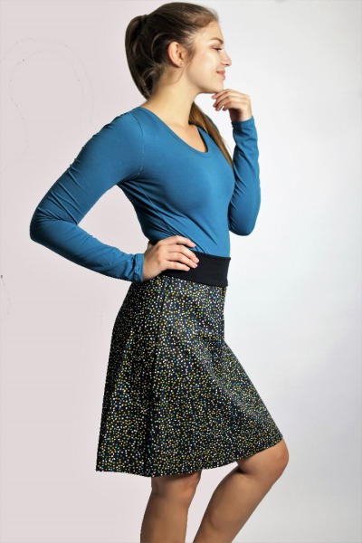 Organic skirt Freudian black with little coloured dots