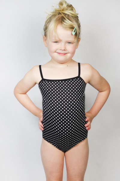 Organic swimsuit Madri Petite white dots on black