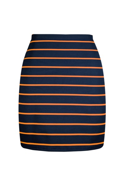 Organic skirt Snoba navy blue + dark yellow stripes