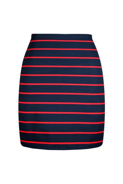 Organic skirt Snoba navy blue red stripes - Size S