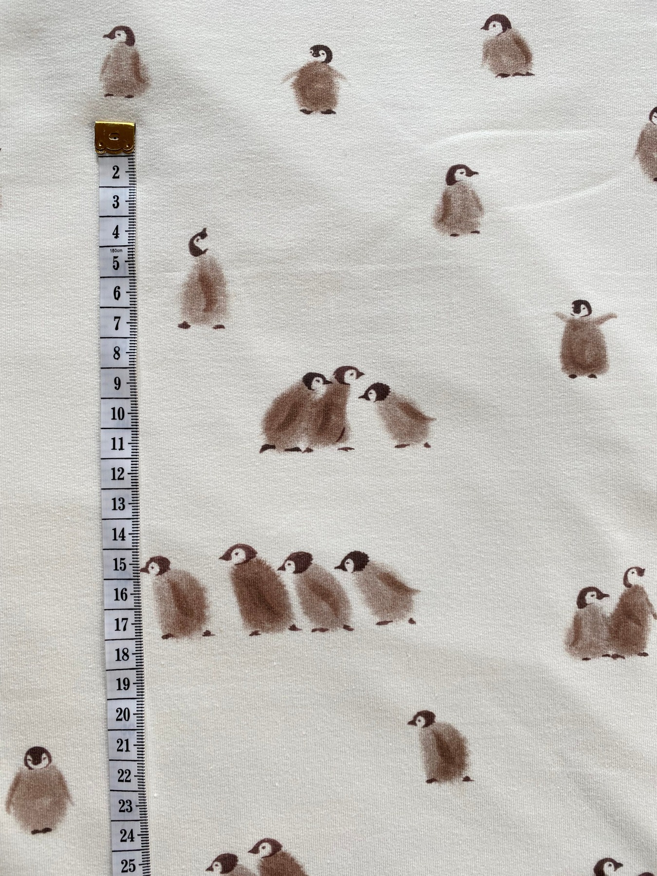 French Terry Family Fabrics Pinguine creme Penguin Sweatstoff 3