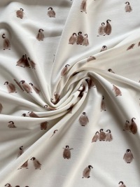 French Terry Family Fabrics Pinguine creme Penguin Sweatstoff