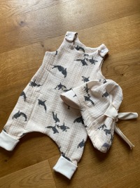 Strampler Musselin Orca sand Romper 5