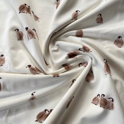 Jersey Family Fabrics Pinguine creme