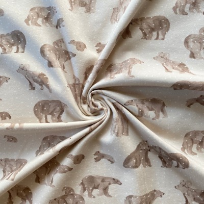 Jersey Family Fabrics Bären im Schnee beige creme Naturtöne Kinderstoff