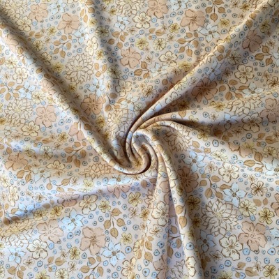 Lycra Family Fabrics Blumenwiese beige